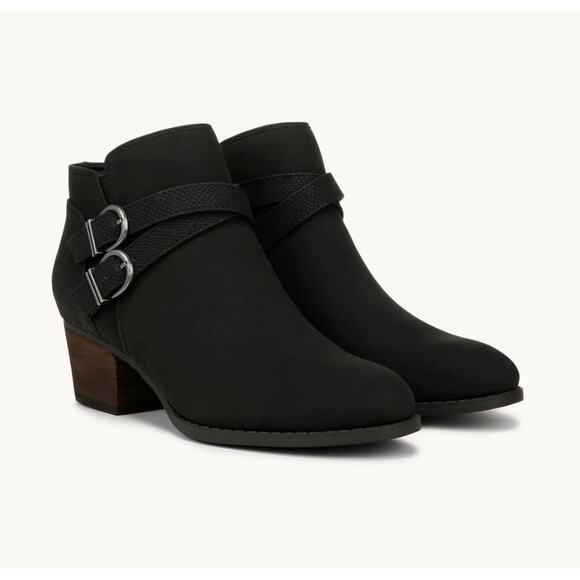 NEW Life Stride Women's Blaire Short Ankle Bootie Faux Leather Size 7.5W Black‎ - Picture 1 of 9